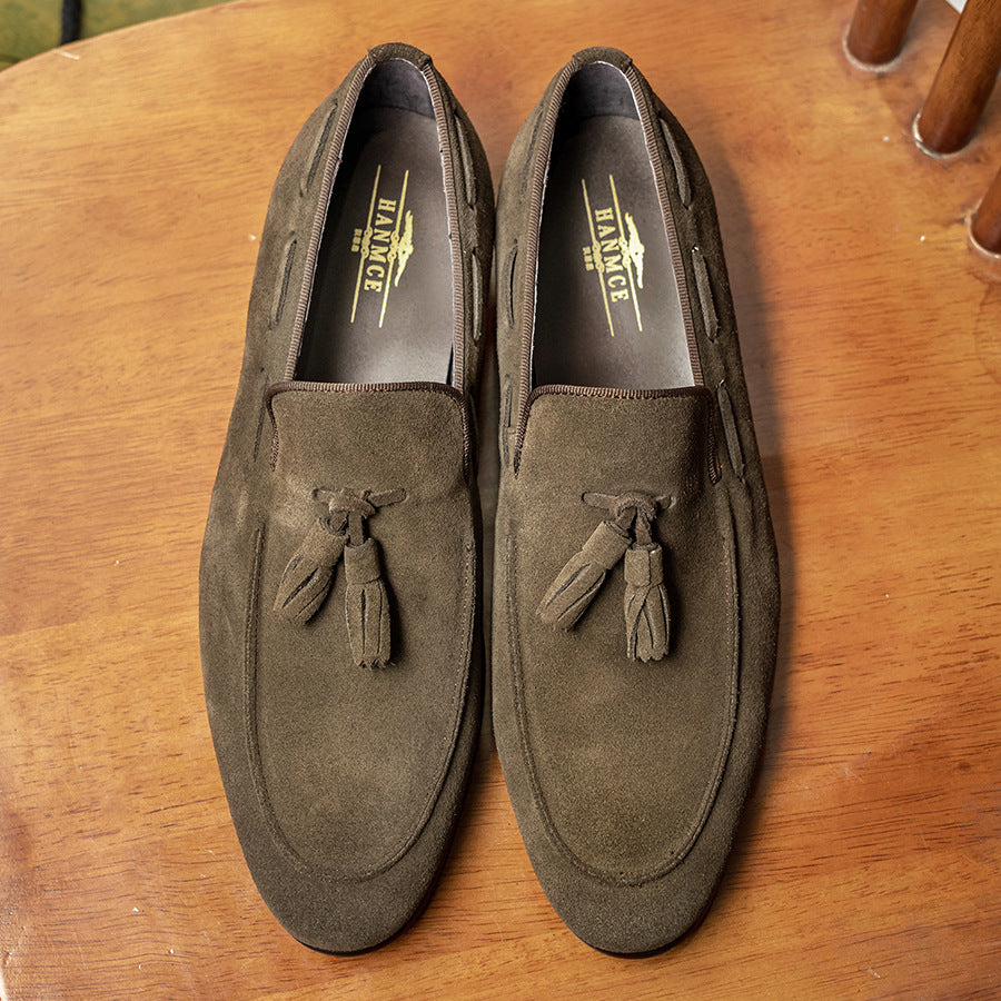 Elegant Men's Business British Suede Cowhide Loafers/doug Shoes