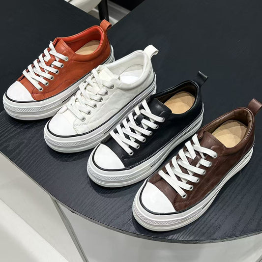 Women's Platform Classic Style Increased Lace Up Round Toe Women's Board Shoes