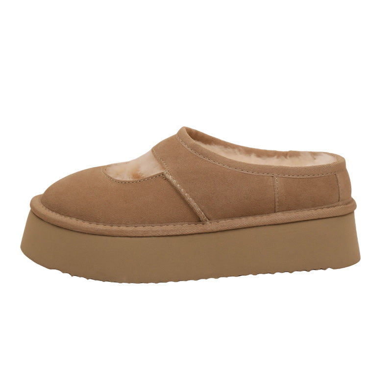 Thick-soled Mary Jane Toe Cap Semi Home Women's Snow Boots