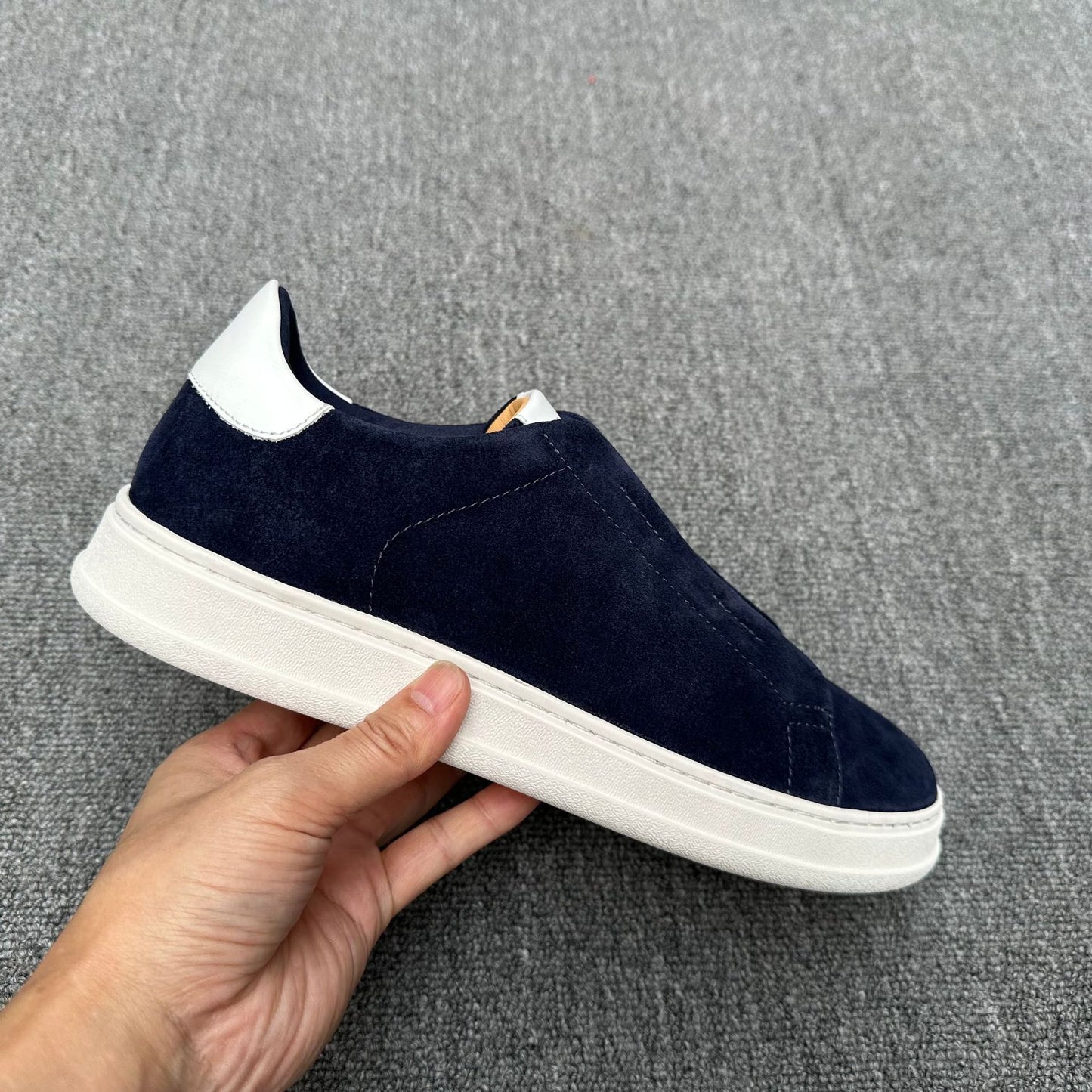 Men's Elastic Band Cow Split Lazy Flat Men's Shoes
