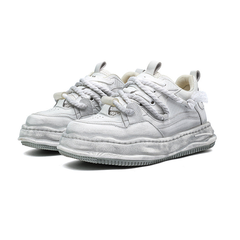 Men's Height Increasing Niche Versatile Distressed Polished Sneakers