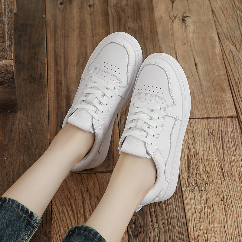 Women's Top Layer Cowhide Summer Flat Sports Portable Men's Shoes