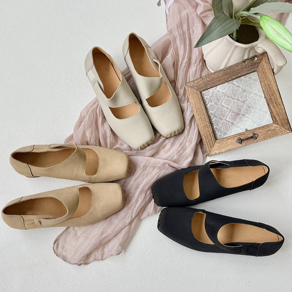 Women's Square Toe Retro Style Brushed Pumps Women's Fashion Shoes