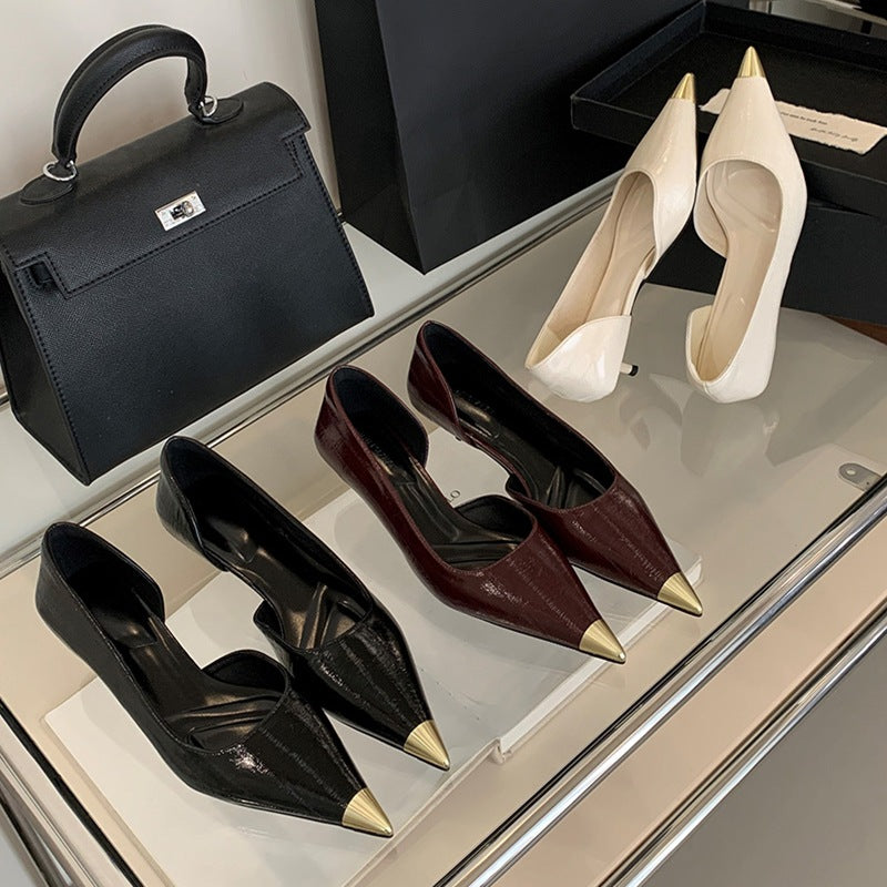 Women's Pumps Stiletto High-grade Design Sense Niche Pointed Side Heels