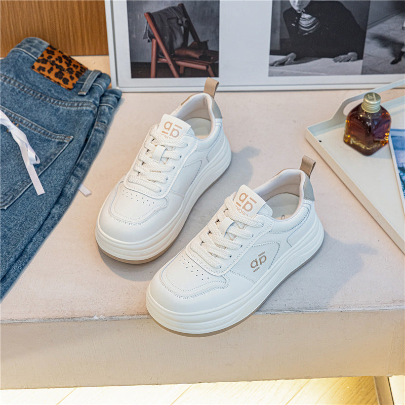 Women's Large Size One Thick Bottom Breathable White Lightweight Sports Women's Casual Shoes