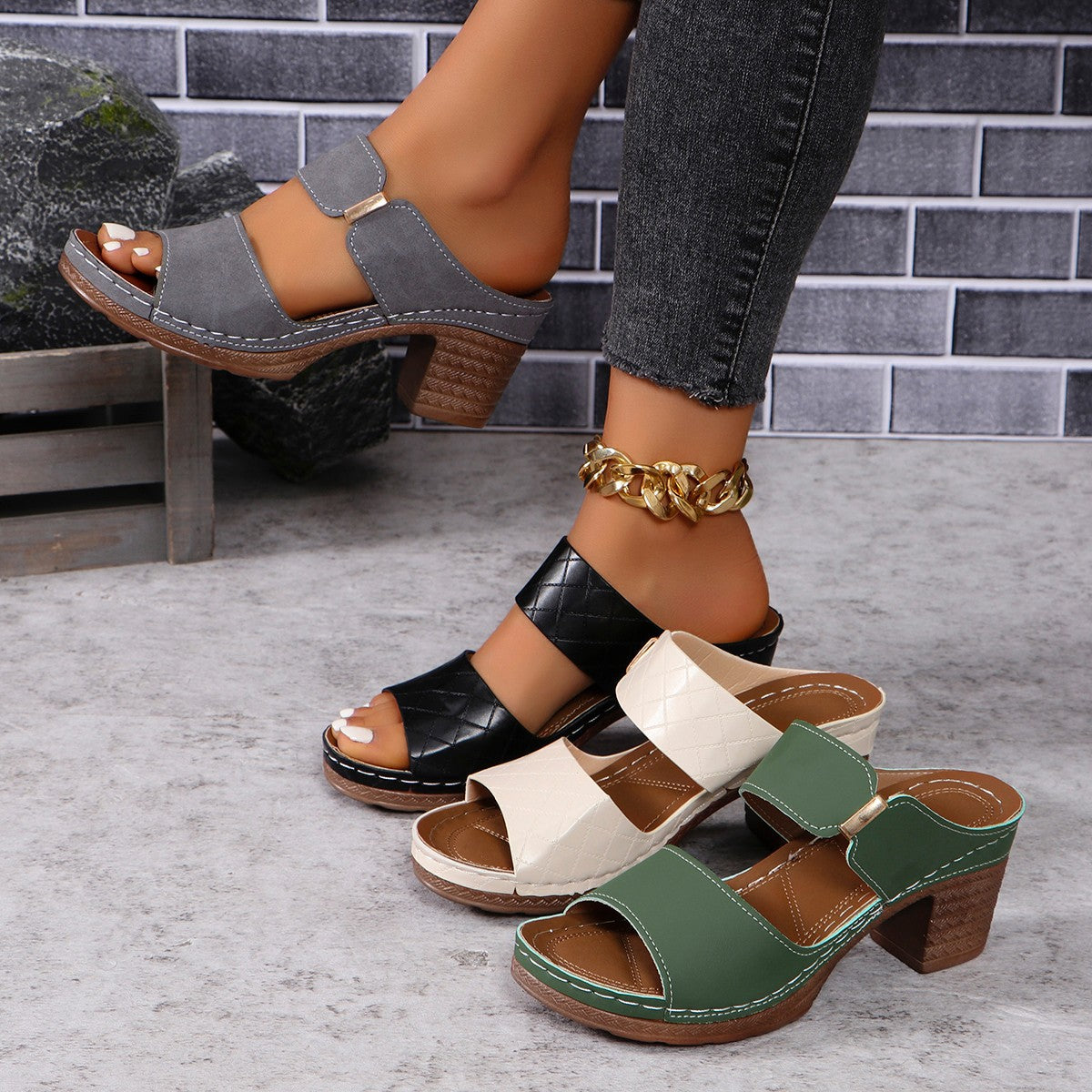 Fashion Thick High Summer Plus Size Heels