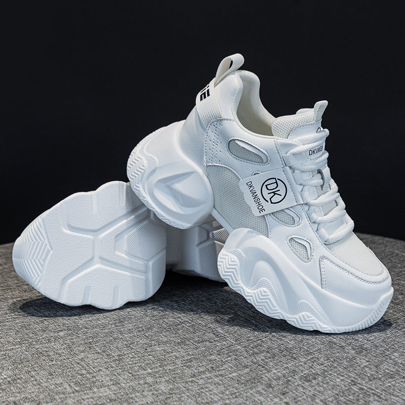 Women's Mesh Surface White Thick Bottom Front Breathable Wearable Women's Casual Shoes