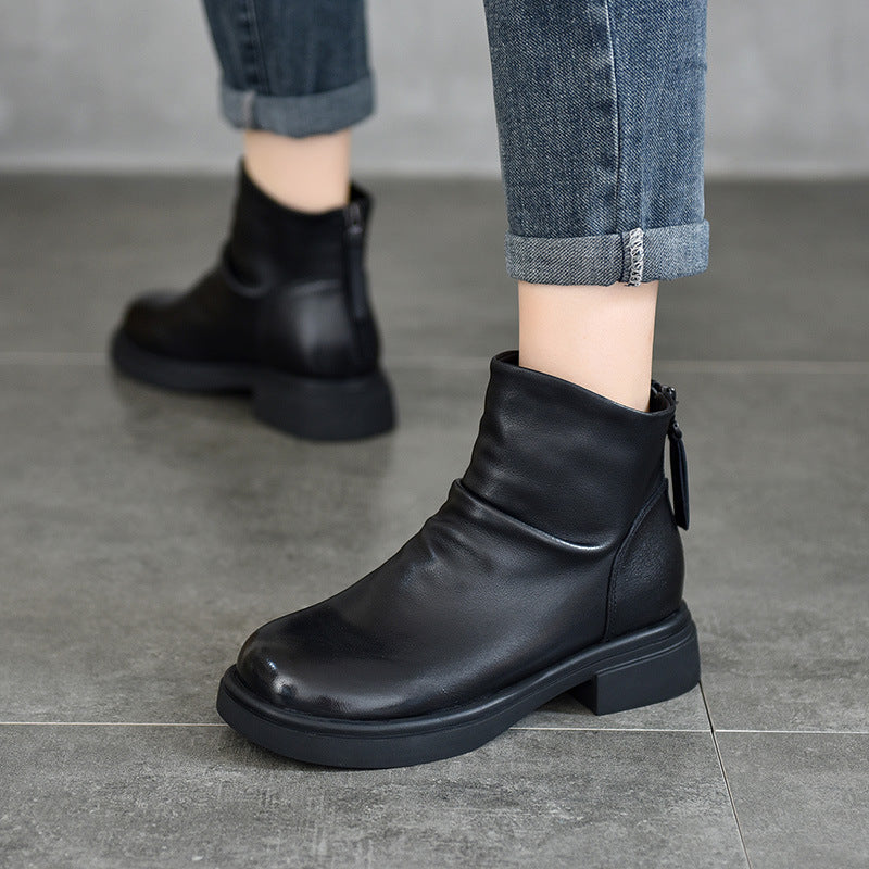 Price First Layer Cowhide Booties Vintage Real With Boots