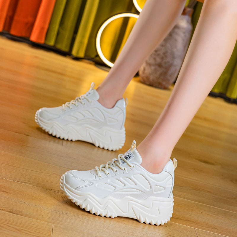 Women's Thick Bottom Wedge Platform Hidden Sports Mesh Men's Shoes