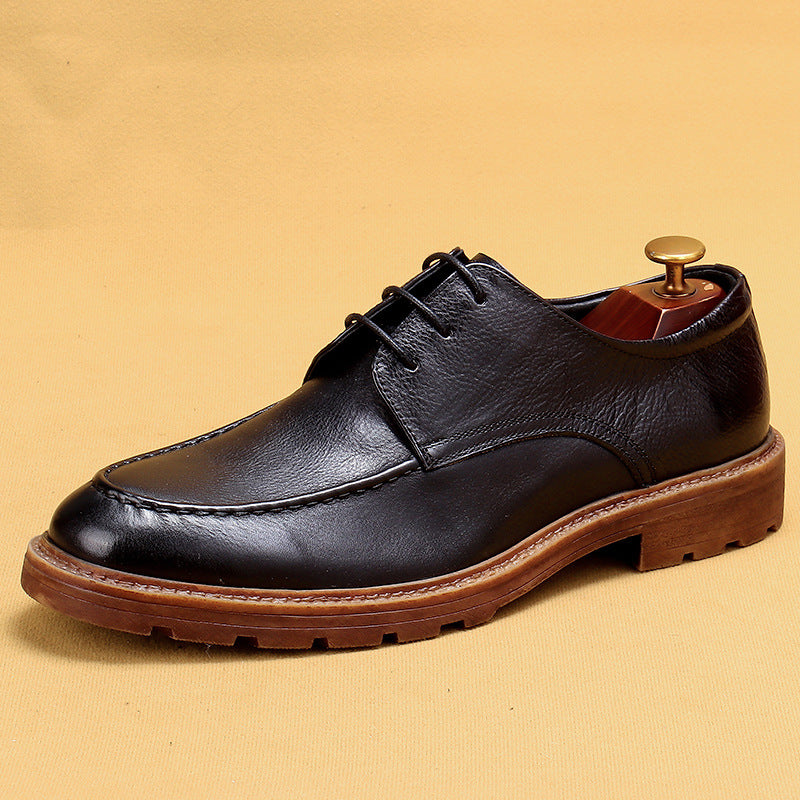 Men's Business Genuine Soft Bottom Breathable Platform Leather Shoes