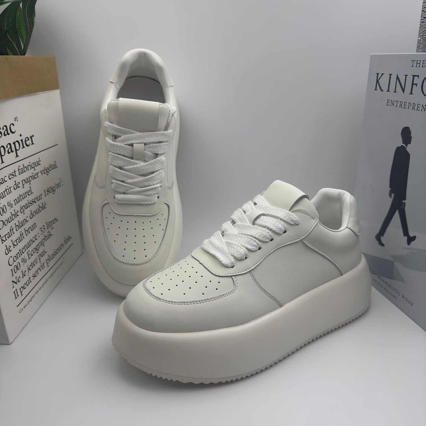 Men's Platform White Height Increasing Sports Korean Style Men's Board Shoes
