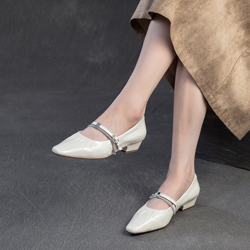 Women's French Mary Jane Word With Shallow Mouth Pumps First Women's Casual Shoes