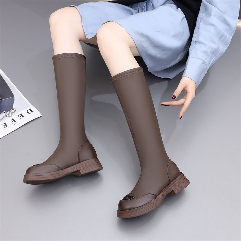 Single-layer Small Thin Flat Below The Women's Leather Boots
