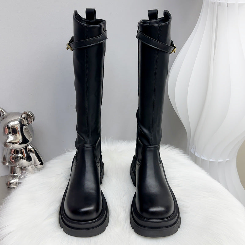 Long Thick Bottom Waterproof Platform Fleece-lined Warm Tall Knight Small Boots