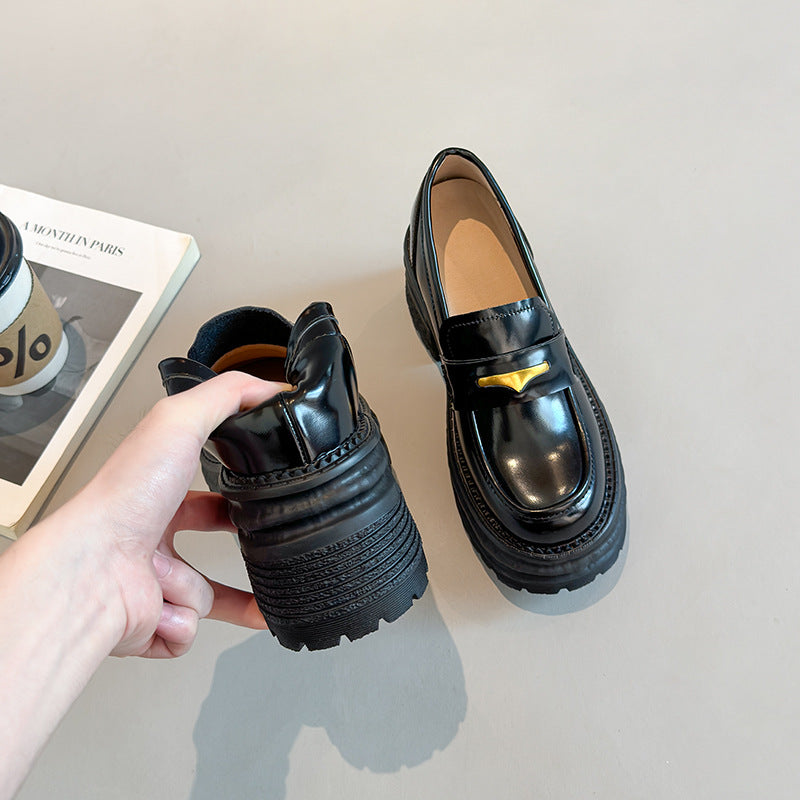Women's Slip-on Small British Platform Round Head Loafers