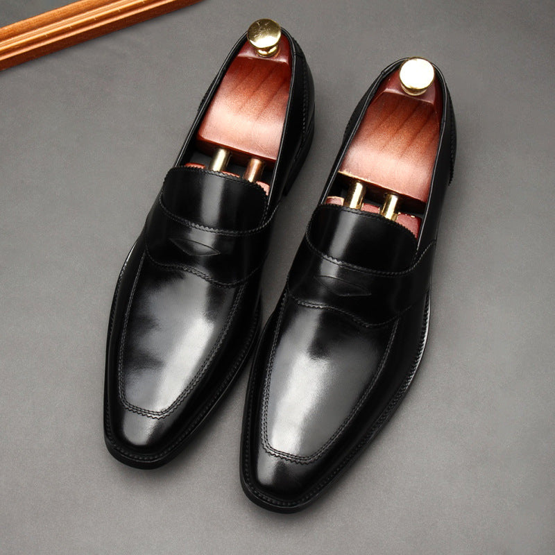 Men's Trendy Spring Business Formal Wear Handmade Slip-on Leather Shoes