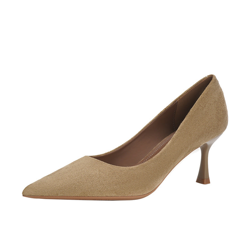 Women's Pointed High Stiletto Pumps Pure Color Not Tired Heels