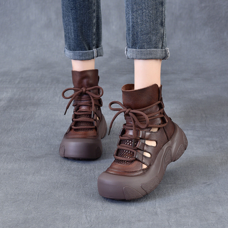 Roman With First Layer Of Cowhide Retro Women's Leather Boots