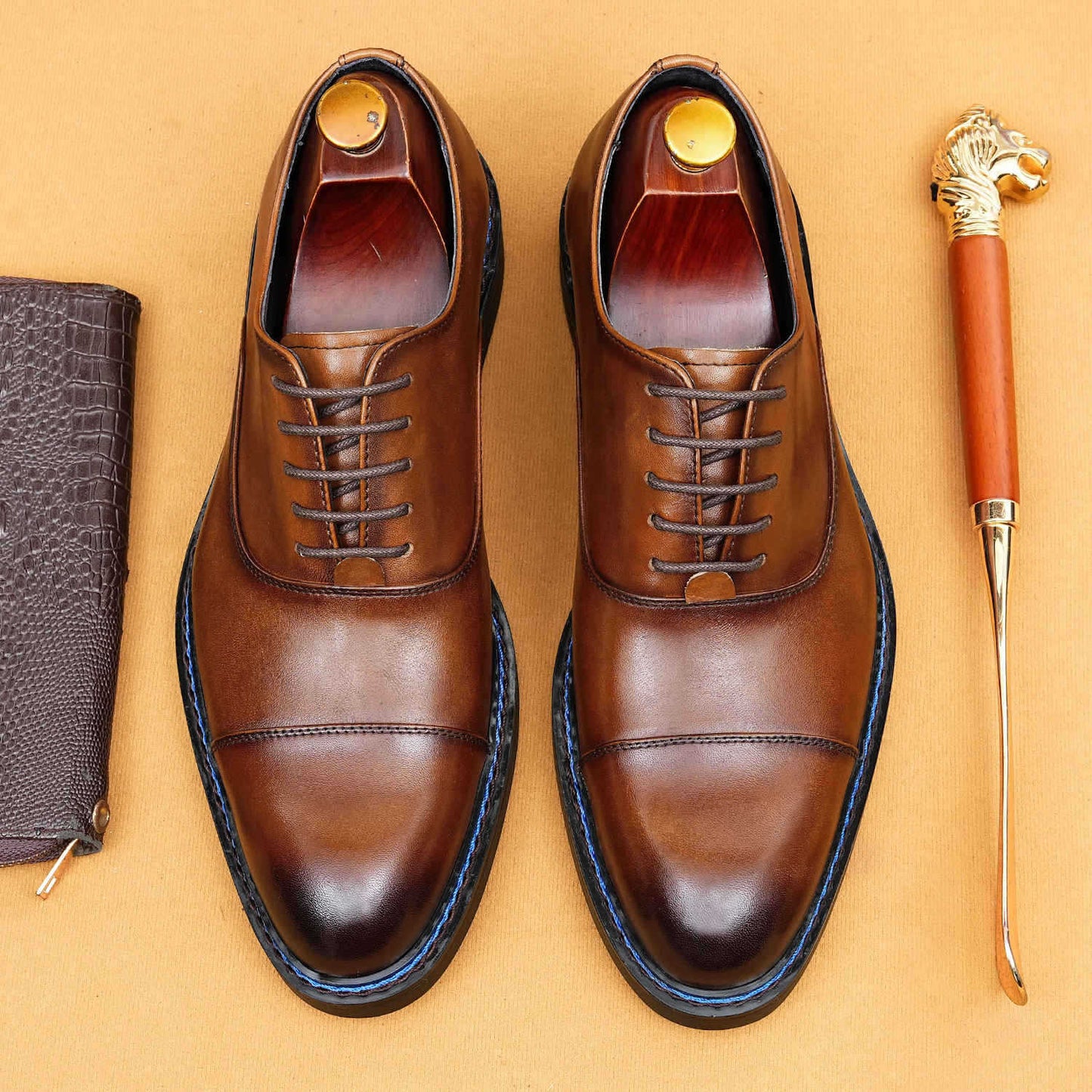 Men's Pointed Formal Wear Norwegian Sewing Oxford Leather Shoes