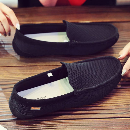Men's Summer Hollow Korean Style Breathable Trendy Slip-on Soft Men's Casual Shoes