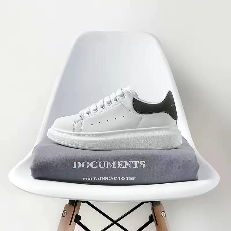 Women's Mcqueen White Platform Height Increasing Insole Genuine Couple Sneakers