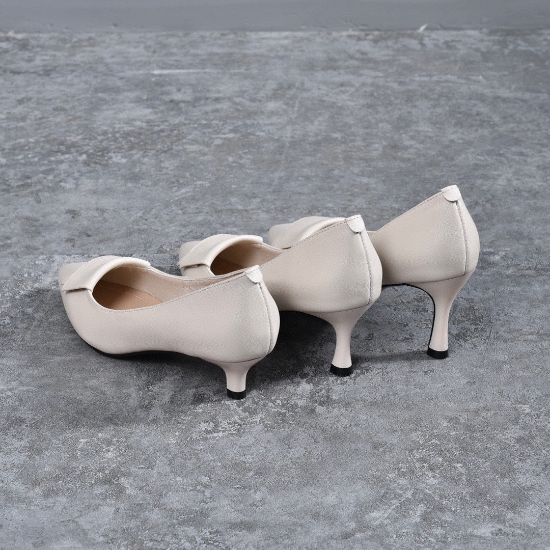 Women's Early Spring Elegant First Layer Cowhide Pumps Skinny Men's Shoes