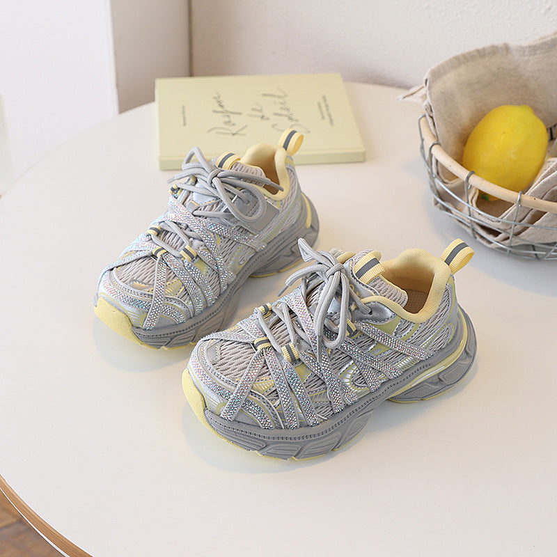 Children's Trendy Spring Retro Rhinestone Little Dad Casual Shoes