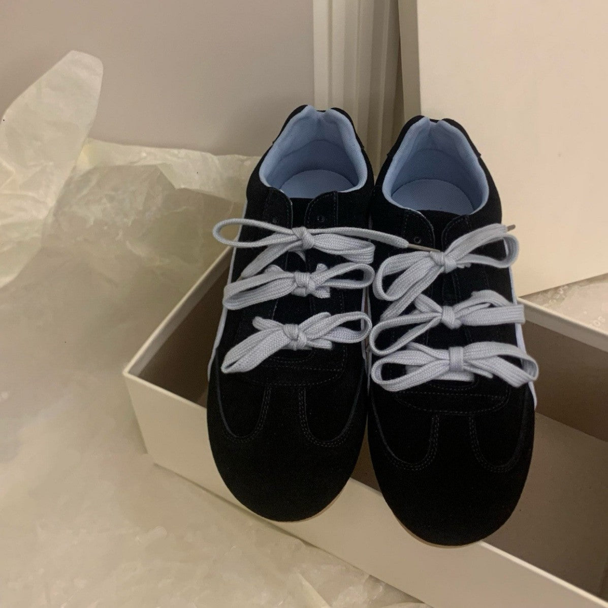 Women's Cowhide Version Thick-soled Bow German Training Super Soft Women's Casual Shoes