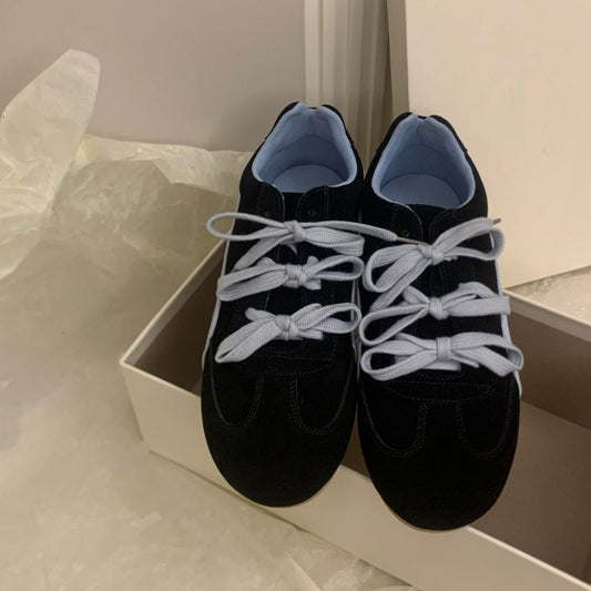 Women's Cowhide Version Thick-soled Bow German Training Super Soft Women's Casual Shoes