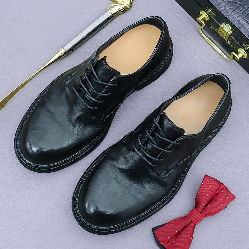 Men's Horse Big Head Sole British Derby Leather Shoes
