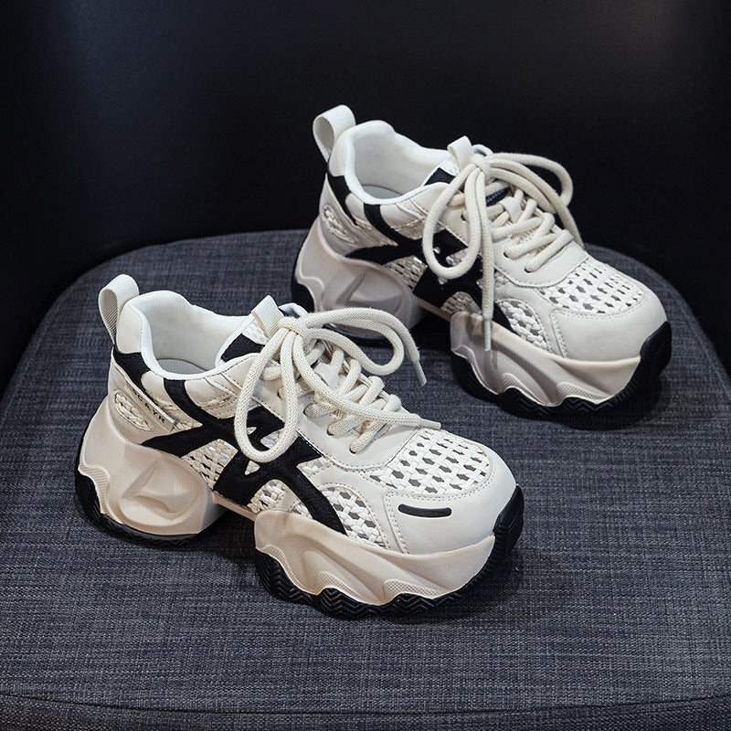 Women's Woven Mesh Summer Thick Bottom Height Increasing Insole Popular Women's Casual Shoes