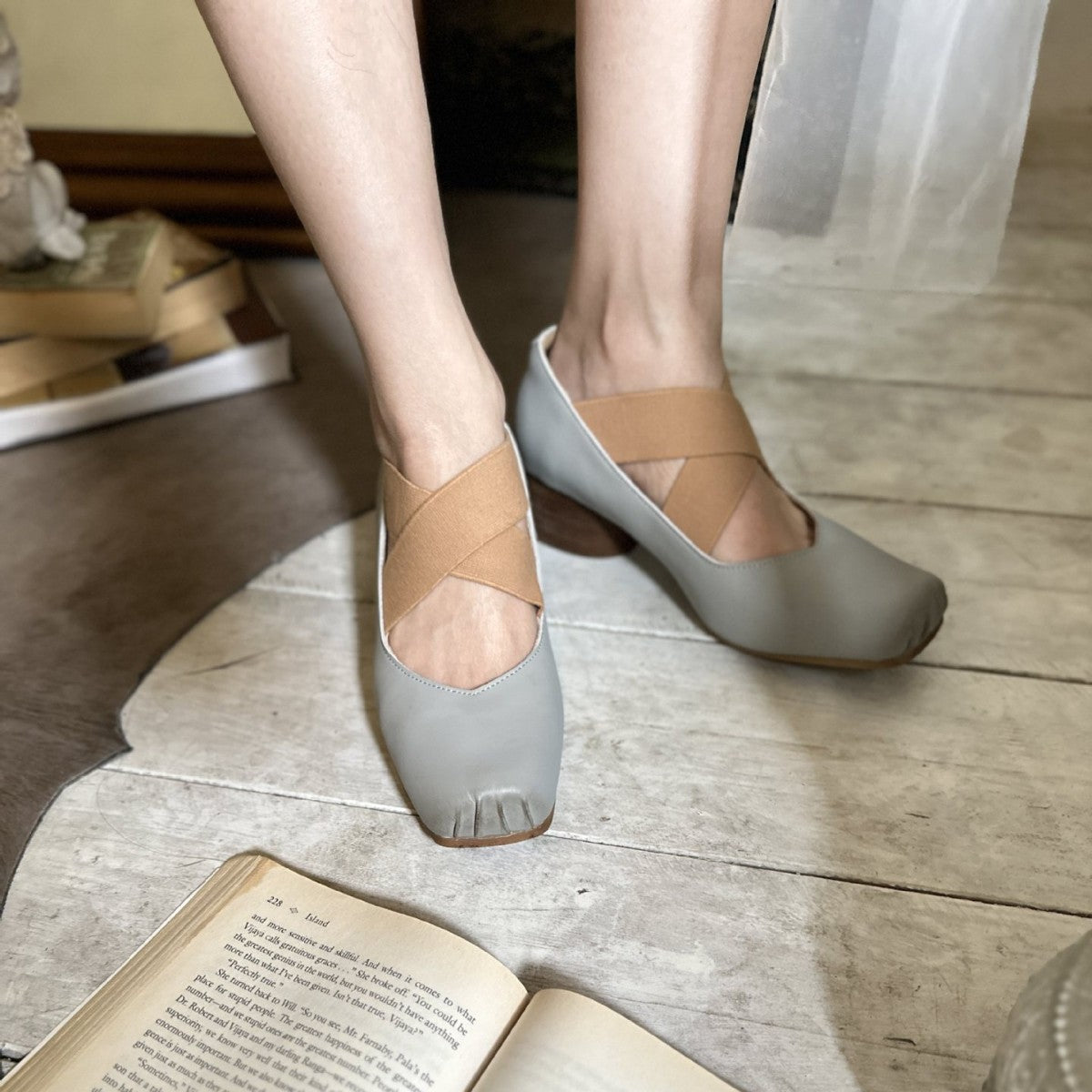 Version Square Head Ballet High Authentic Retro Pig Nose Chunky Women's Casual Shoes