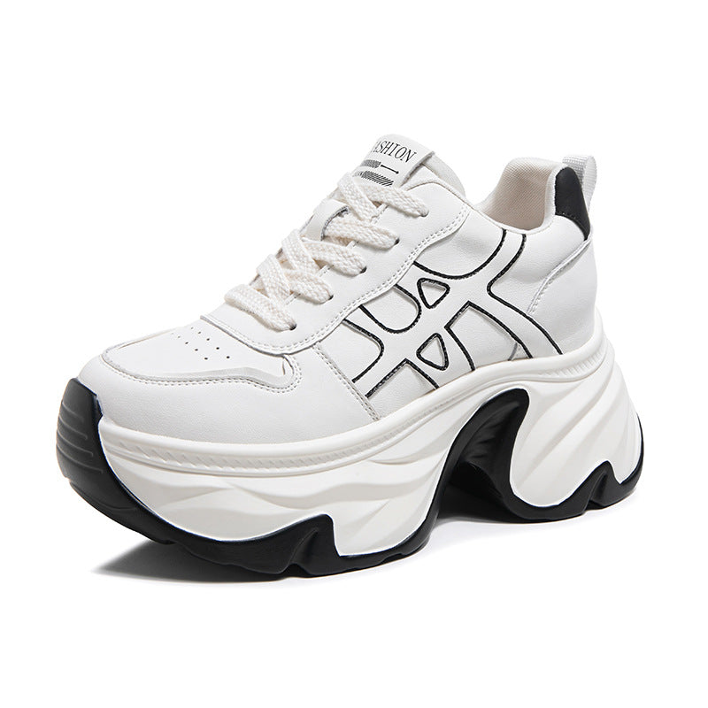 Women's Height Increasing Insole Dad Spring Thick-soled White Women's Casual Shoes