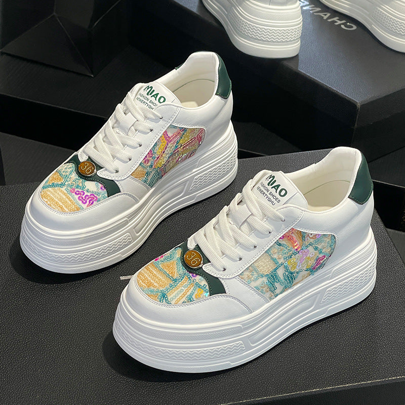 Women's Hidden White Spring Platform Breathable Korean Women's Shoes