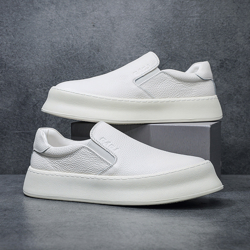 Men's Elevator Board Platform Fashion White Breathable Casual Shoes