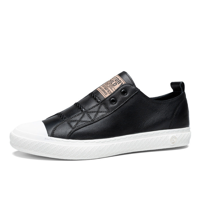 Men's Fashion White Breathable Trendy Versatile Leather Shoes