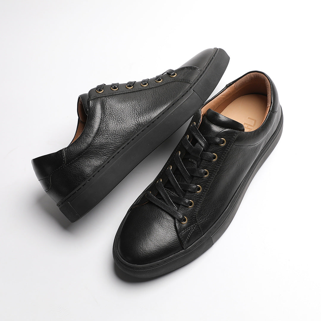Men's Top Layer Cowhide Breathable Trendy Brown Men's Board Shoes