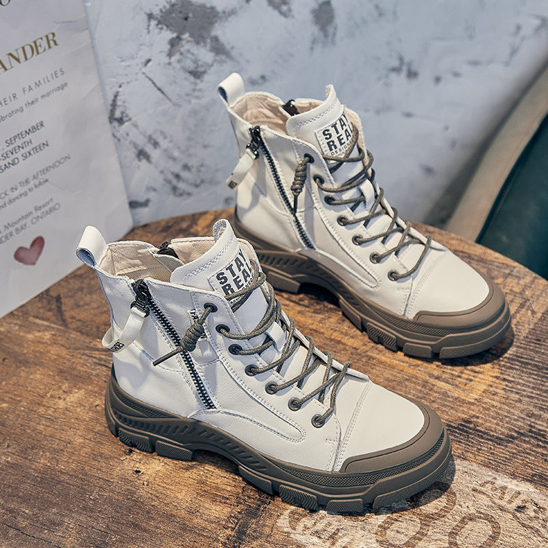 Women's Fashion White Autumn Korean Style Height Women's Board Shoes