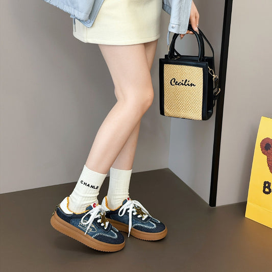 Women's Spring Badge Genuine German Training Lace Up Sneakers