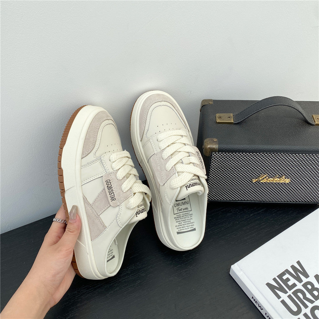 Women's Lace Up Semi Summer Platform White Sandals