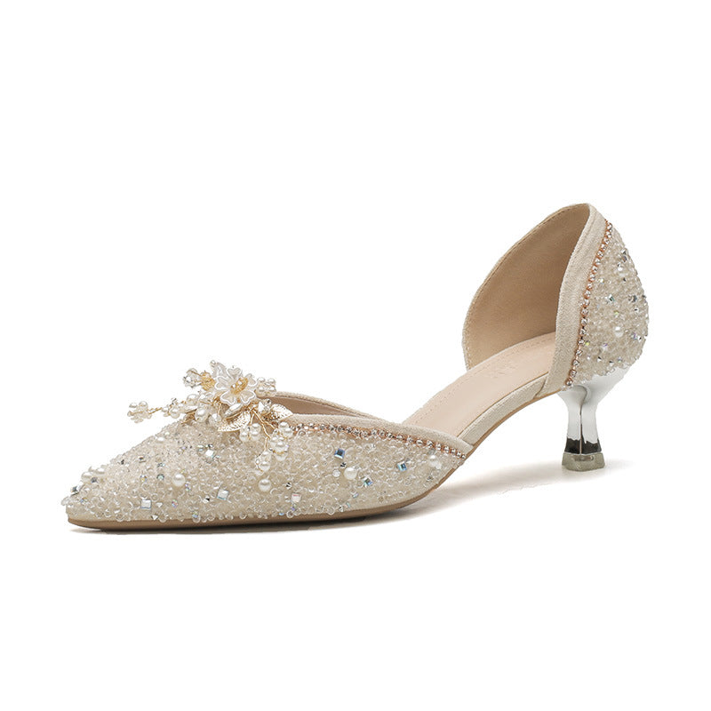 Women's Elegant Hollow Stiletto Pointed Toe Sexy Shallow Mouth Dress Heels
