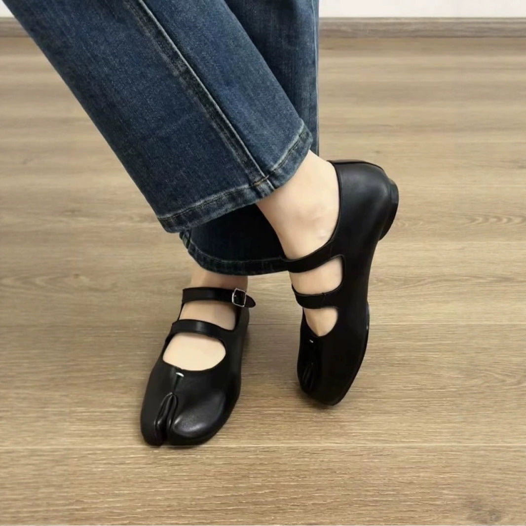 Women's Mary Jane Horseshoe Comfortable Soft Bottom Buckle Flat Low Mouth Heels