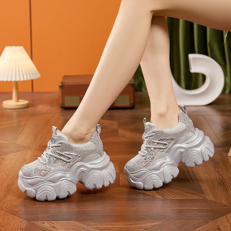 Women's Dad Hollow Mesh Surface Breathable Small Platform Height Increasing Women's Sports Shoes