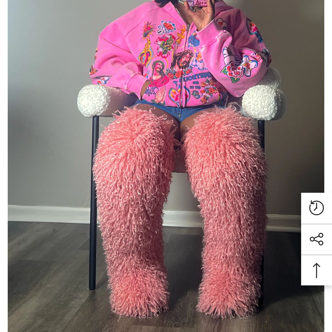 Imitated Tibet Sheep Fur Thigh Height Over Women's Snow Boots