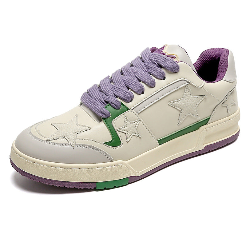 Men's Summer Purple Trendy Couple Retro White Sneakers