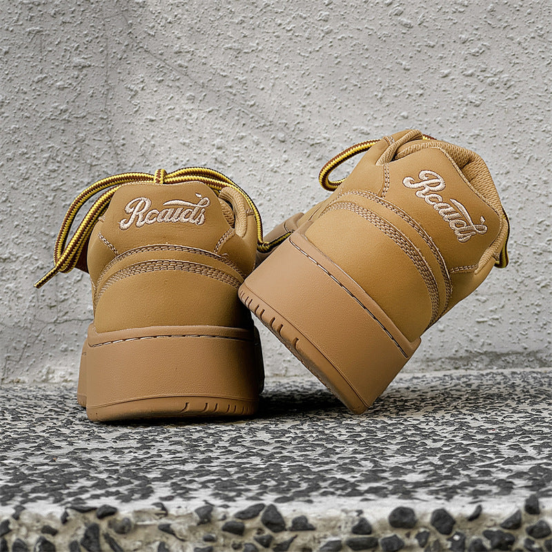 Women's & Men's Brown Thick Sole Fashionable American Niche Design Couple Increased Sneakers