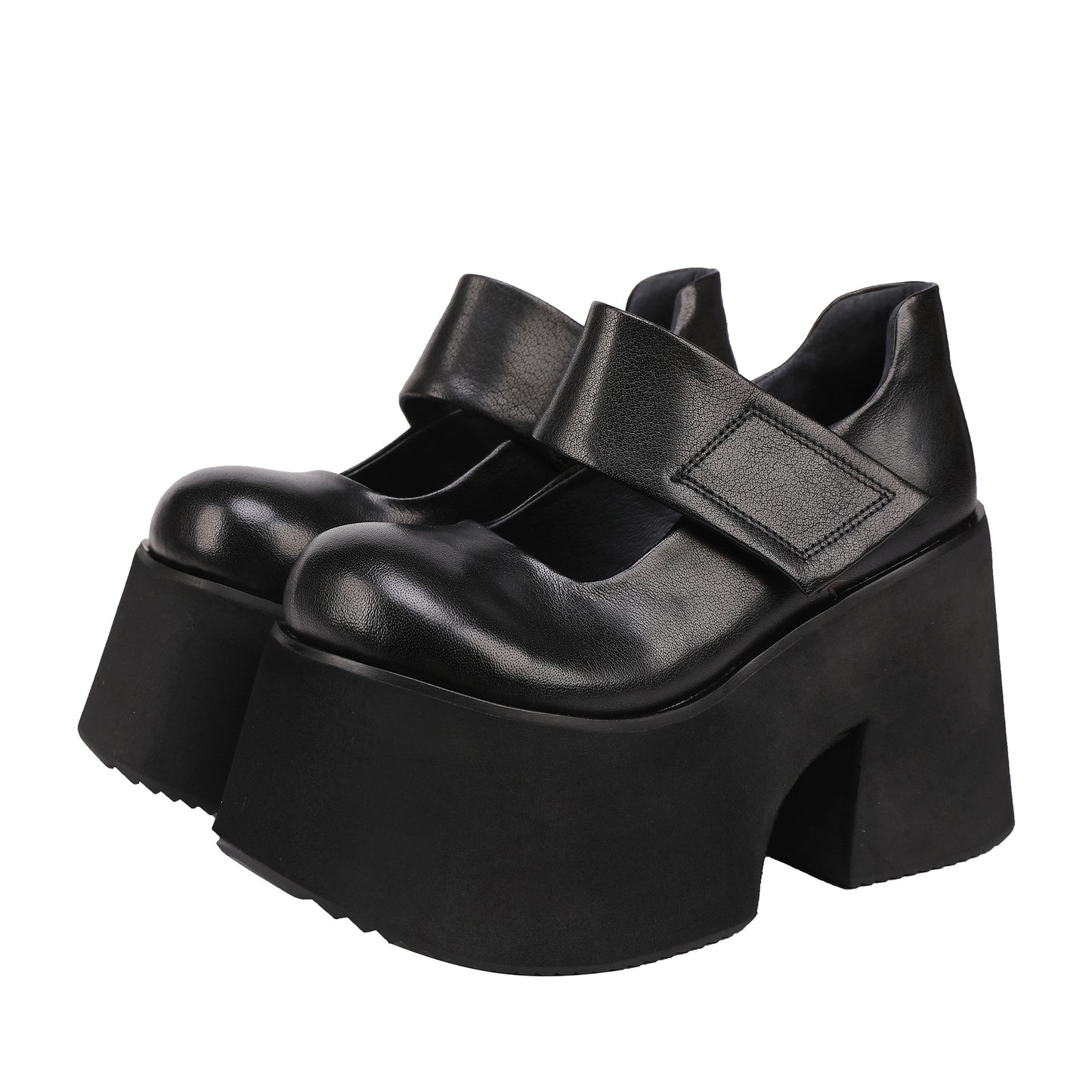 Women's Cowhide Mary Jane Platform Retro Round Head Comfortable Four Women's Fashion Shoes