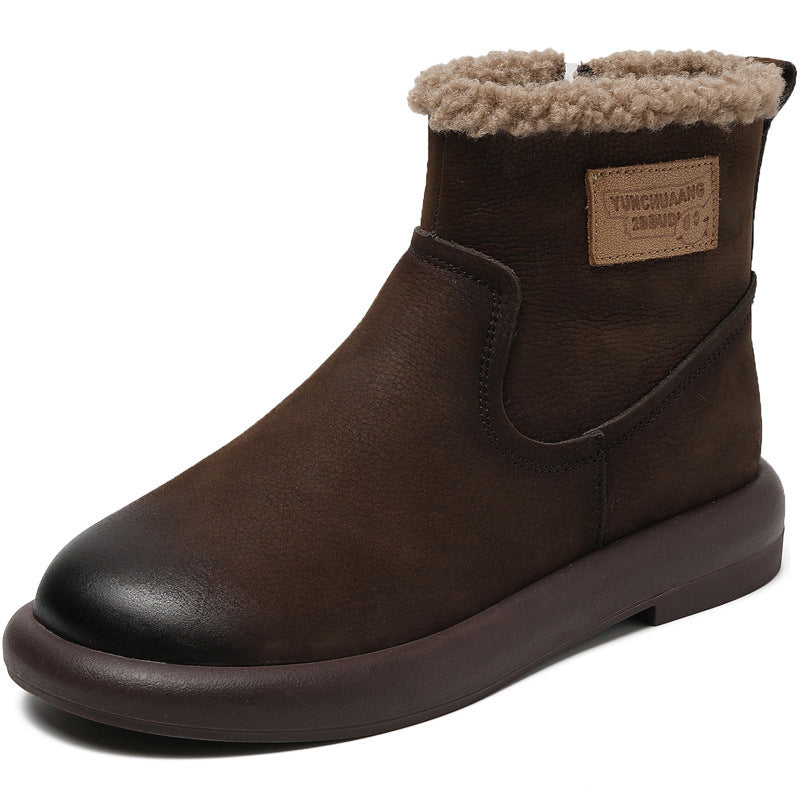 Women's Bottom Short Winter Warm Lamb Wool With Veet Vintage Snow Boots