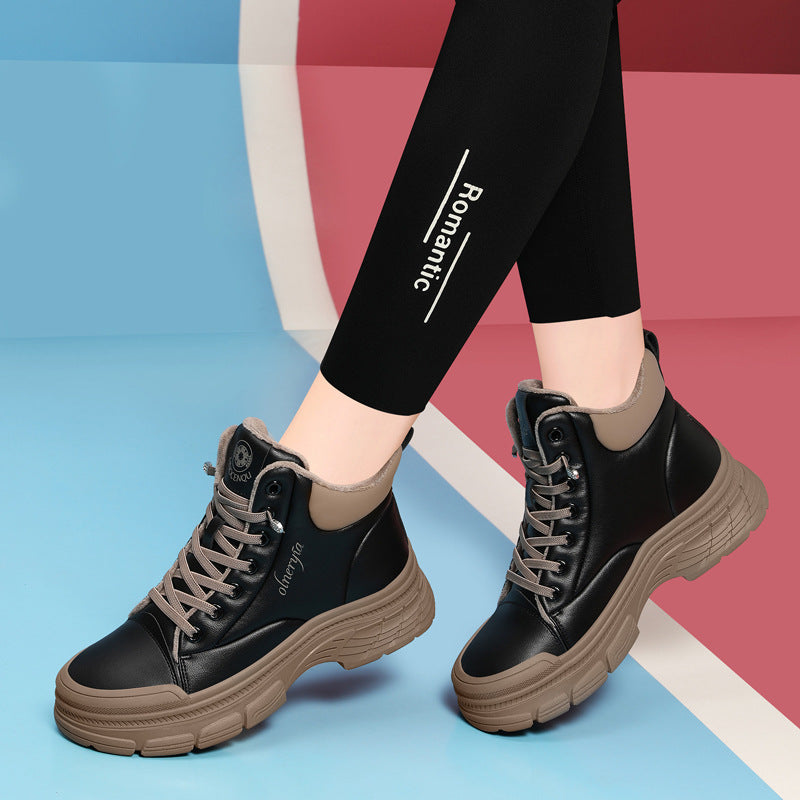 Gold Silk Rabbit Martin British Style Boots