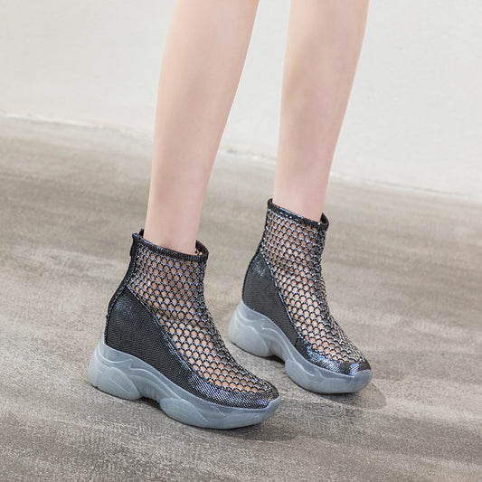 Women's Summer Breathable Platform Inner Height Increasing Hollow Sandals